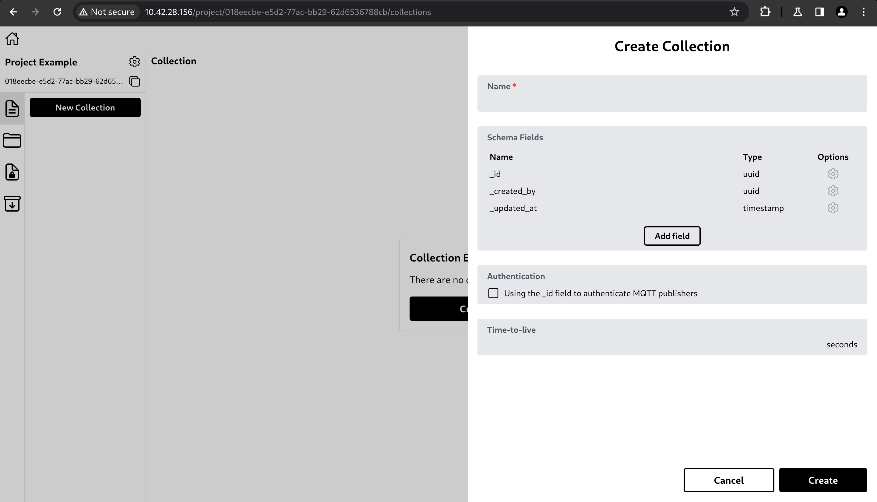 Collection create page