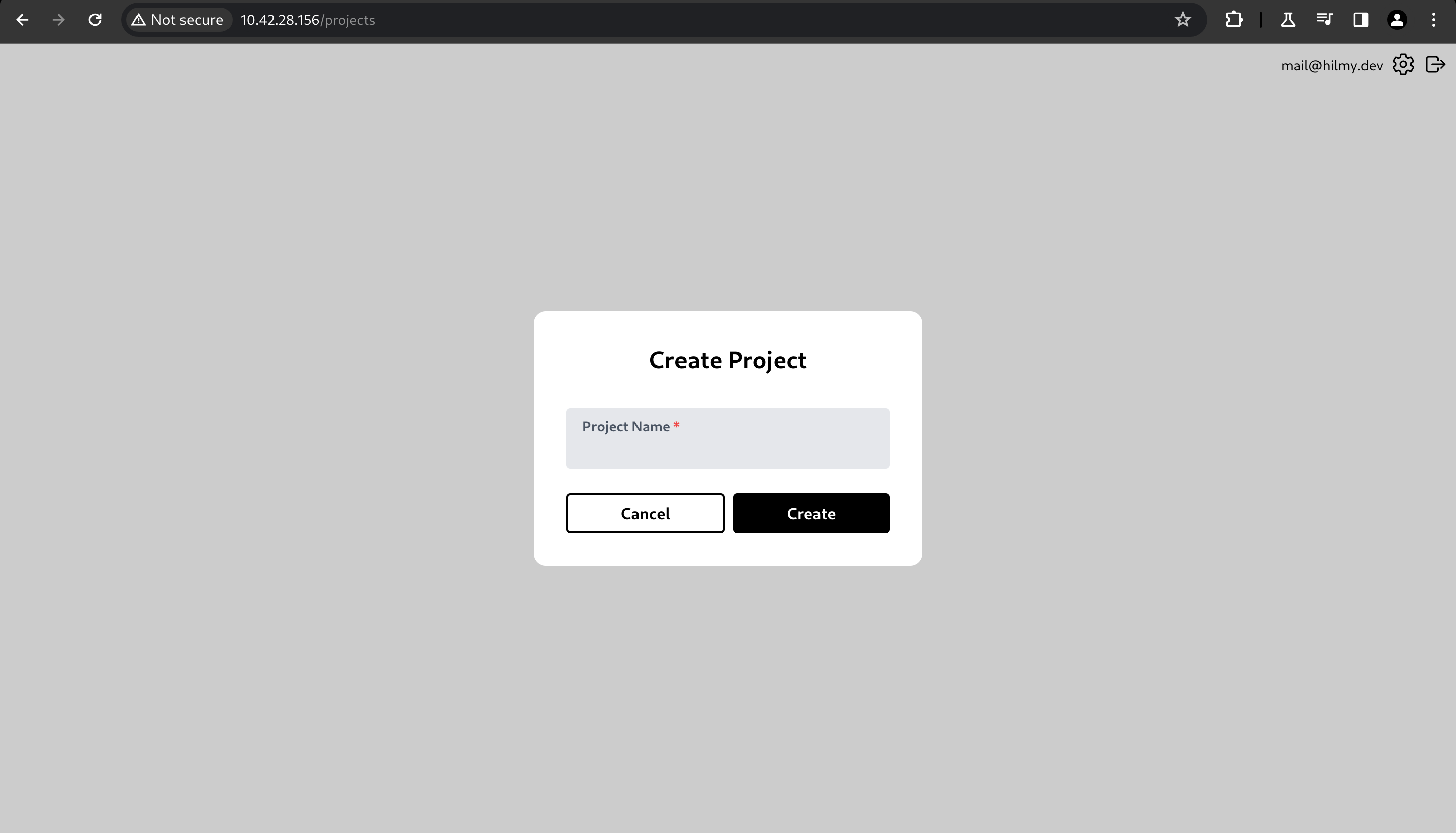 Create project page