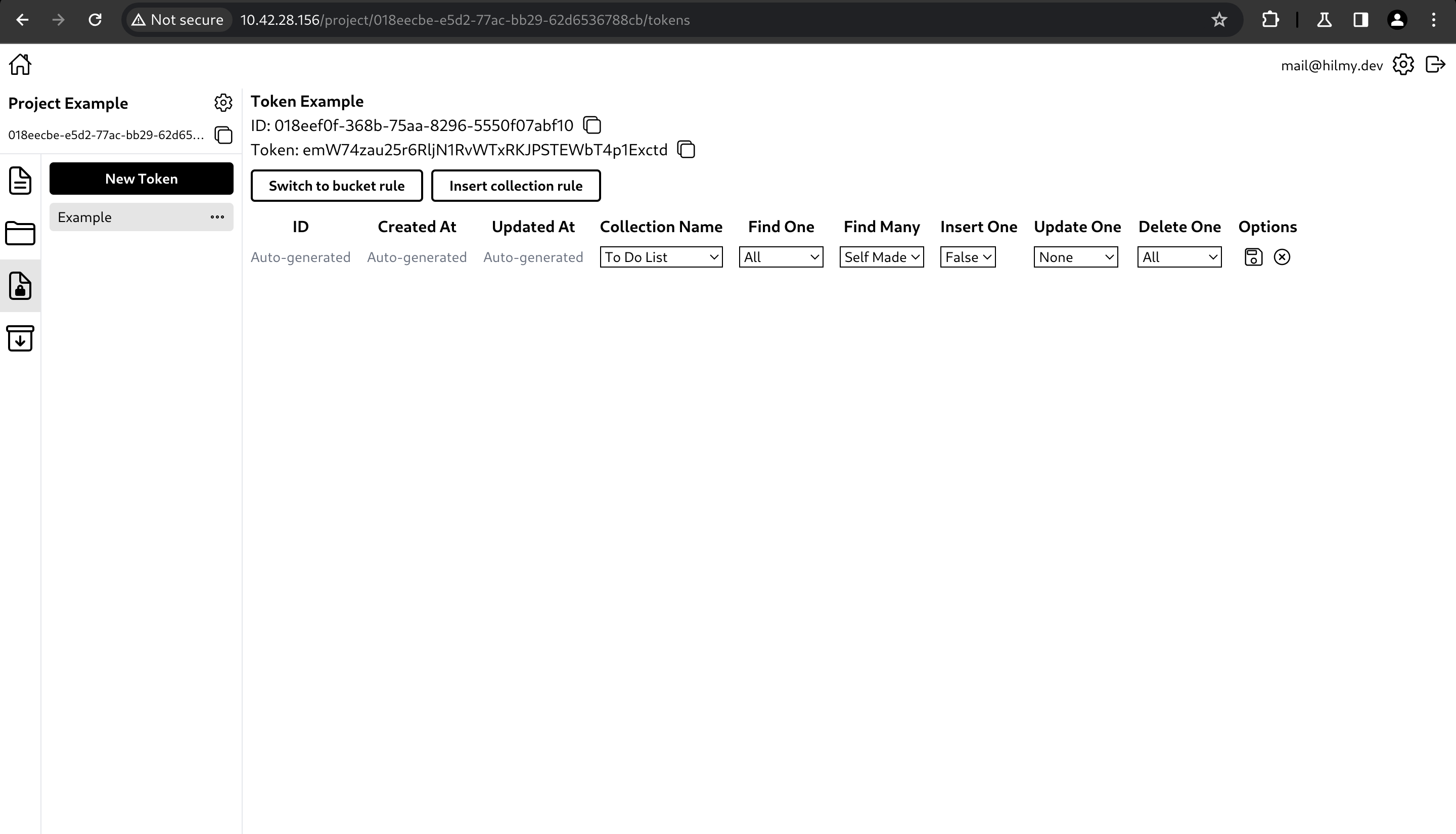 Token add collection rule page