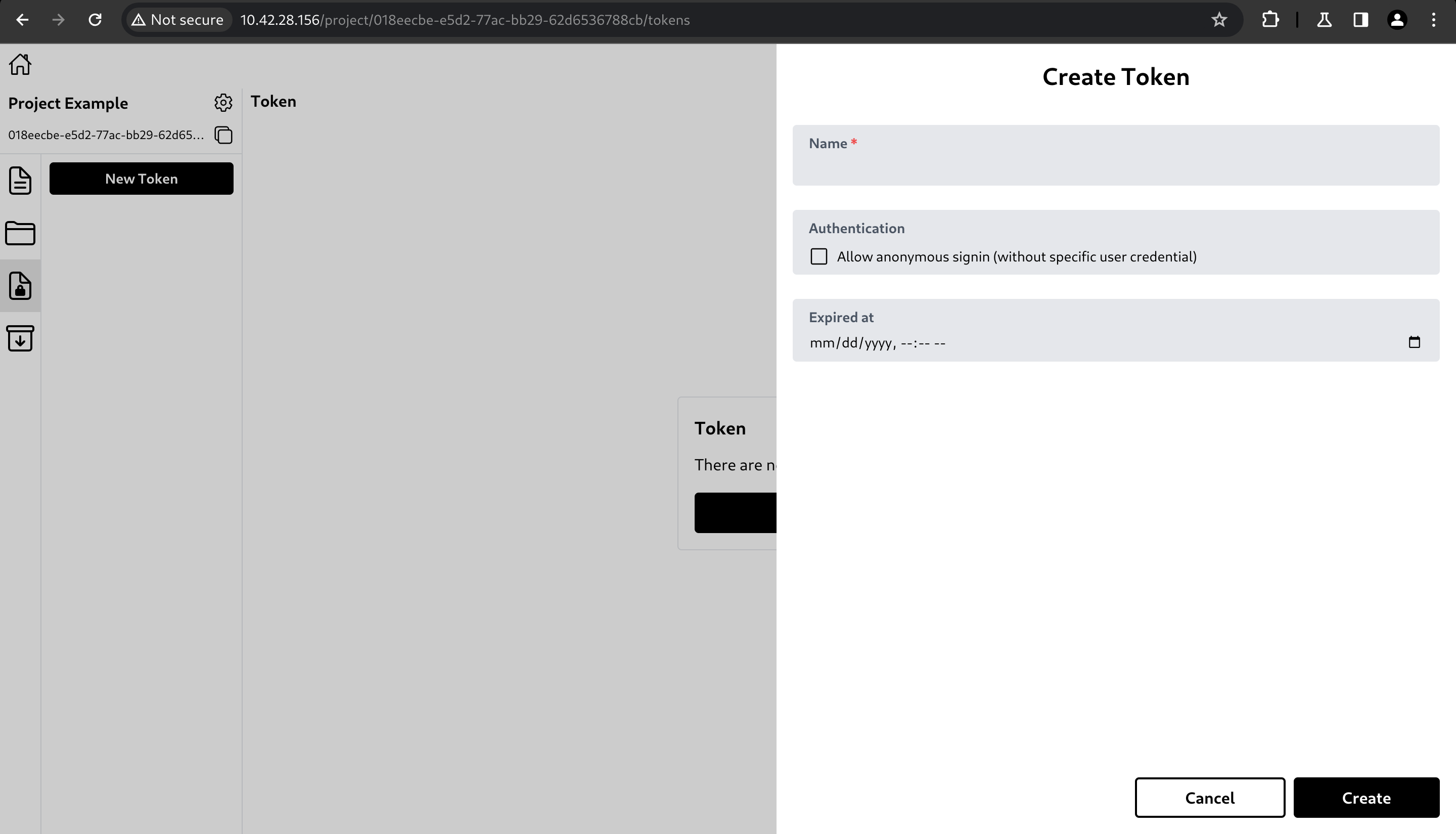 Token create page