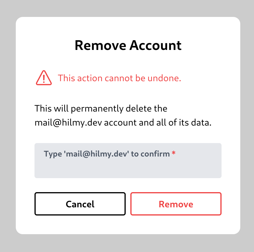 Remove account modal